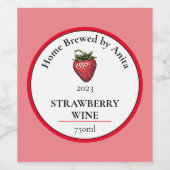 Modern Strawberry Wine Bottle Wijn Etiket (Enkel label)