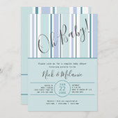 Modern streep baby shower met luierverloting kaart (Voorkant / Achterkant)