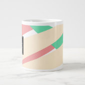 Modern Streepjes Geometrisch Patroon Monogram Grote Koffiekop (Voorkant)