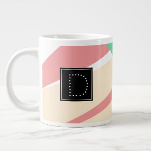 Modern Streepjes Geometrisch Patroon Monogram Grote Koffiekop