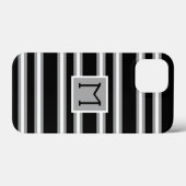 Modern Streepjespatroon met Monogram Zwart Grijs W Case-Mate iPhone Case (Achterkant (horizontaal))