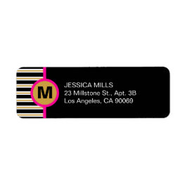 Modern streepmonogram retouradreslabel etiket