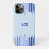 Modern streeppatroon op bleek blauw Case-Mate iPhone case (Achterkant)
