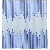 Modern streeppatroon op bleek blauw douchegordijn (Voorkant)