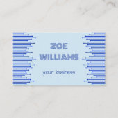 Modern streeppatroon op bleek blauw gepersonalisee visitekaartje (Voorkant)