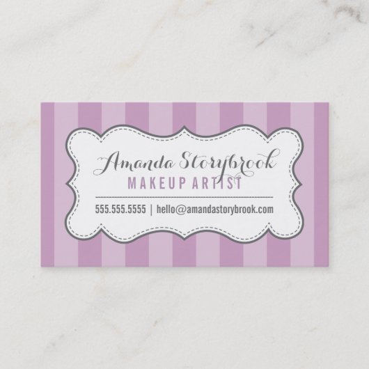 MODERN  streeppatroon stijlvol paarse grijs Visitekaartje (Voorkant)