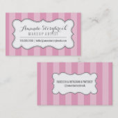 MODERN  streeppatroon trendy roze grijs Visitekaartje (Voorkant / Achterkant)