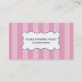 MODERN  streeppatroon trendy roze grijs Visitekaartje (Achterkant)