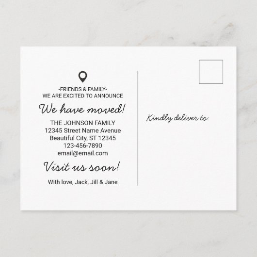 Modern Street Map Pin We hebben New Home Moving be Aankondigingskaart (Achterkant)