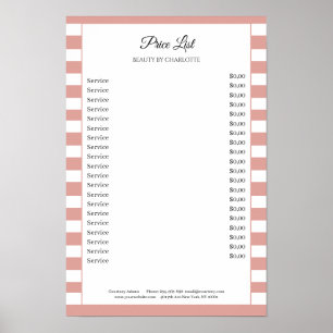 Modern Strepen Salon Prijslijst Poster