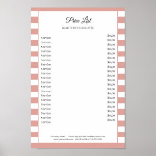 Modern Strepen Salon Prijslijst Poster