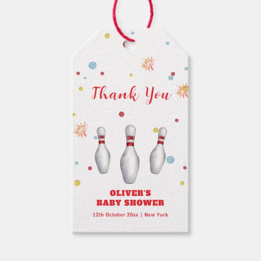 Modern Strike Up Bowling Baby Shower Welcome Cadeaulabel (Voorkant)