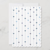 Modern String Blue Baby Letters Harten Baby shower Kaart (Achterkant)