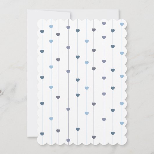 Modern String Blue Baby Letters Harten Baby shower Kaart (Achterkant)