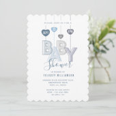 Modern String Blue Baby Letters Harten Baby shower Kaart (Staand voorkant)