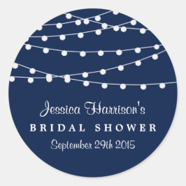 Modern string lichten op Navy Blue Vrijgezellenfee Ronde Sticker