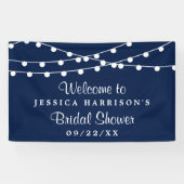 Modern string lichten op Navy Blue Vrijgezellenfee Spandoek (Horizontaal)