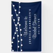 Modern string lichten op Navy Blue Vrijgezellenfee Spandoek (Verticaal)