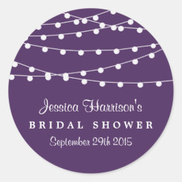 Modern string lichten over Paars Vrijgezellenfeest Ronde Sticker