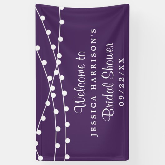 Modern string lichten over Paars Vrijgezellenfeest Spandoek (Verticaal)