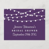 Modern string lichten over Paars Vrijgezellenfeest Uitnodiging Briefkaart (Voorkant)