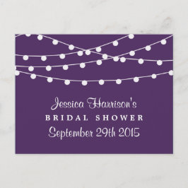 Modern string lichten over Paars Vrijgezellenfeest Uitnodiging Briefkaart