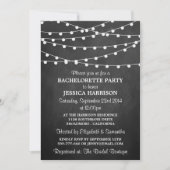 Modern String Lights Chalkboard Bachelorette Party Kaart (Voorkant)