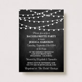 Modern String Lights Chalkboard Bachelorette Party Kaart