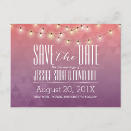 Modern String Lights Elegant Wedding Save the Date Aankondigingskaart