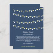 Modern String Lights, Geel/Wit huwelijksdetail Informatiekaartje (Voorkant / Achterkant)