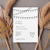 Modern String Lights Minimalist Wedding Invitation Kaart