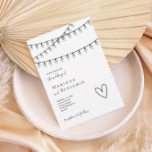 Modern String Lights Minimalist Wedding Invitation Kaart