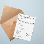 Modern String Lights Minimalist Wedding Invitation Kaart