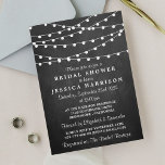 Modern String Lights op ChalkboardVrijgezellenfees Kaart<br><div class="desc">Moderne Koord lichten op het bord van Bridal showwer uitnodigingen.</div>