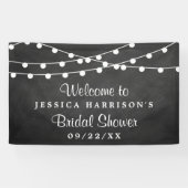 Modern String Lights op ChalkboardVrijgezellenfees Spandoek (Horizontaal)