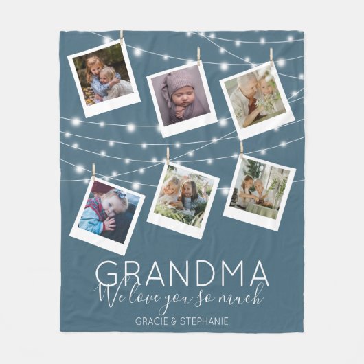 Modern String Lights Photo Collage Fleece Blanket (Voorkant)