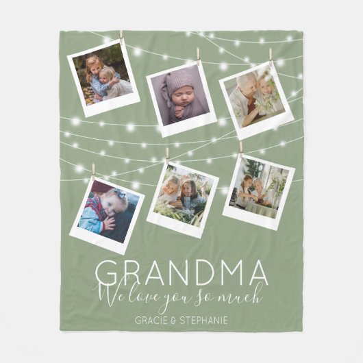 Modern String Lights Photo Collage Fleece Blanket (Voorkant)