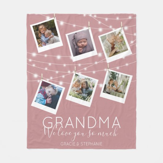 Modern String Lights Photo Collage Fleece Blanket Deken (Voorkant)