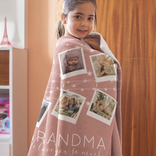 Modern String Lights Photo Collage Fleece Blanket Deken