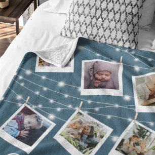 Modern String Lights Photo Collage Fleece Blanket Deken