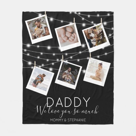 Modern String Lights Photo Collage Fleece Deken (Voorkant)