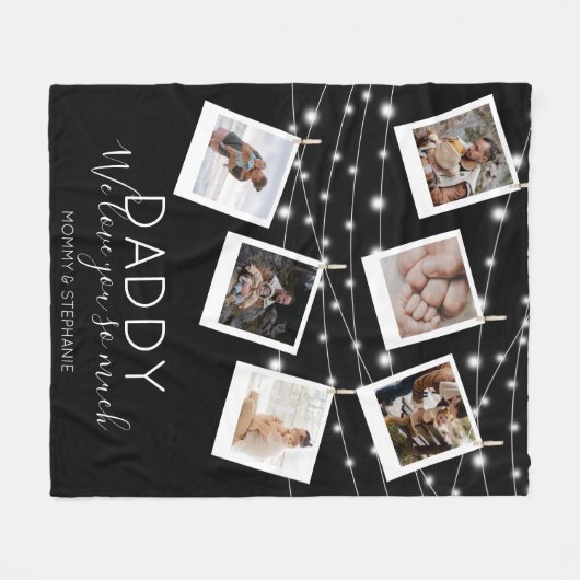 Modern String Lights Photo Collage Fleece Deken (Voorkant (Horizontaal))