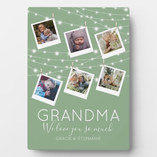 Modern String Lights Photo Collage Plaque Fotoplaat (voorkant)