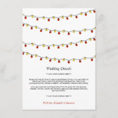 Modern String Lights, Red & Gold Wedding Detail Informatiekaartje (Voorkant)
