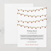 Modern String Lights, Red & Gold Wedding Detail Informatiekaartje (Voorkant / Achterkant)