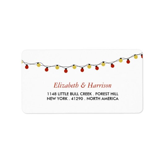 Modern String Lights, Red & Gold Wedding Etiket (Voorkant)