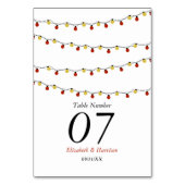 Modern String Lights, Red & Gold Wedding Kaart (Voorkant)