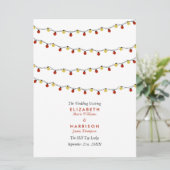 Modern String Lights, Red & Gold Wedding Programmakaart (Staand voorkant)