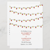 Modern String Lights, Red & Gold Wedding Programmakaart (Voorkant / Achterkant)