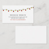 Modern String Lights, Red & Gold Wedding Website Informatiekaartje (Voorkant / Achterkant)